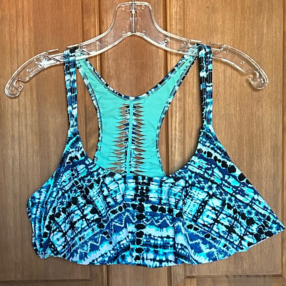 Flounce Navy Teal Swimsuit top XL